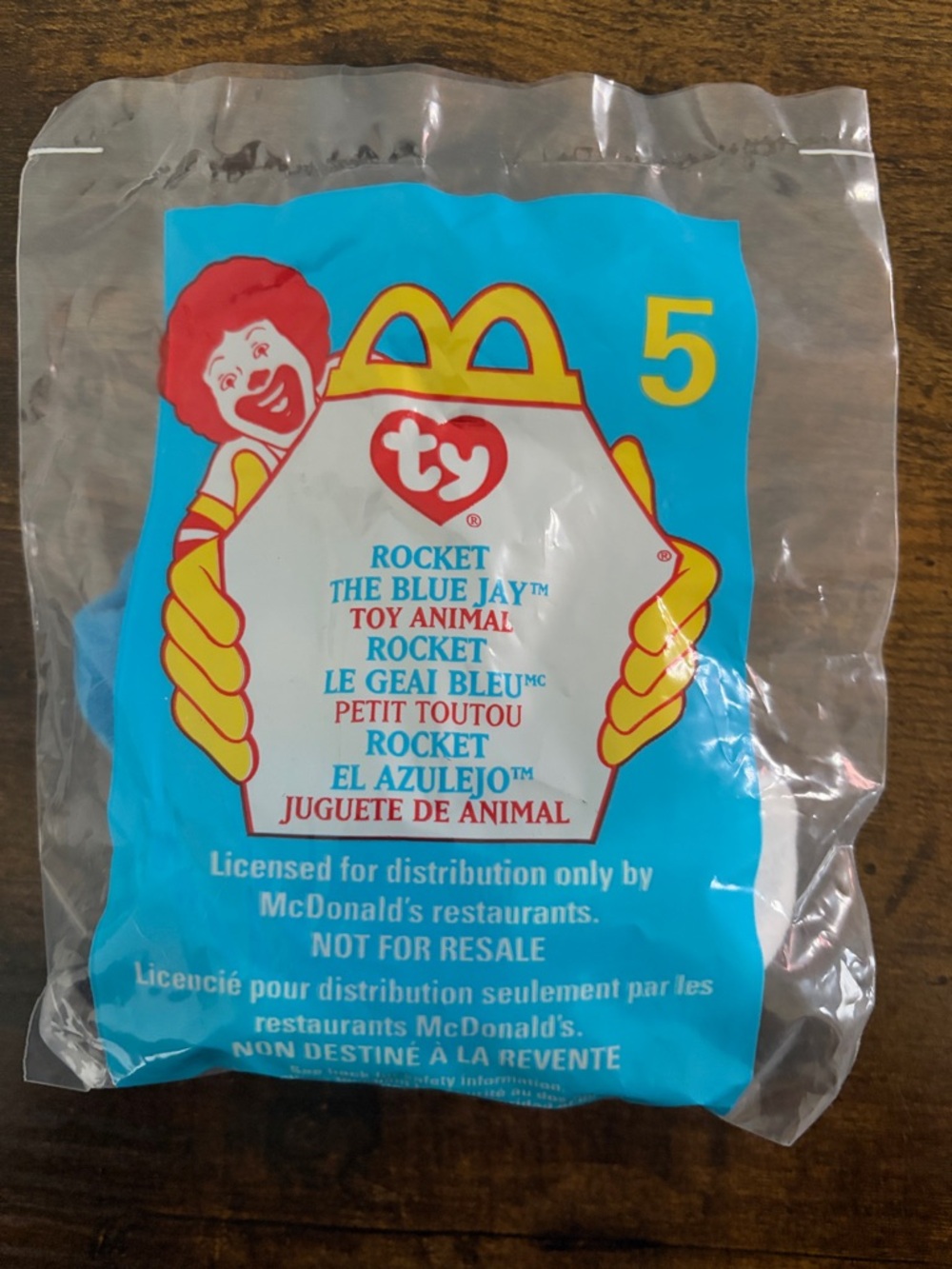 Vintage 1999 McDonald's Ty‎ Rocket the Blue Jay Plush #5 In Package Teeny